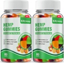 2 Packs Hemp Gummies for Sleep, Pain, Anxiety Relaxation and Peace, High Potency Edible Gummies Extra Strength Organic Hemp Oil Extract Vegan Bear Gummy - 160 Counts Candy