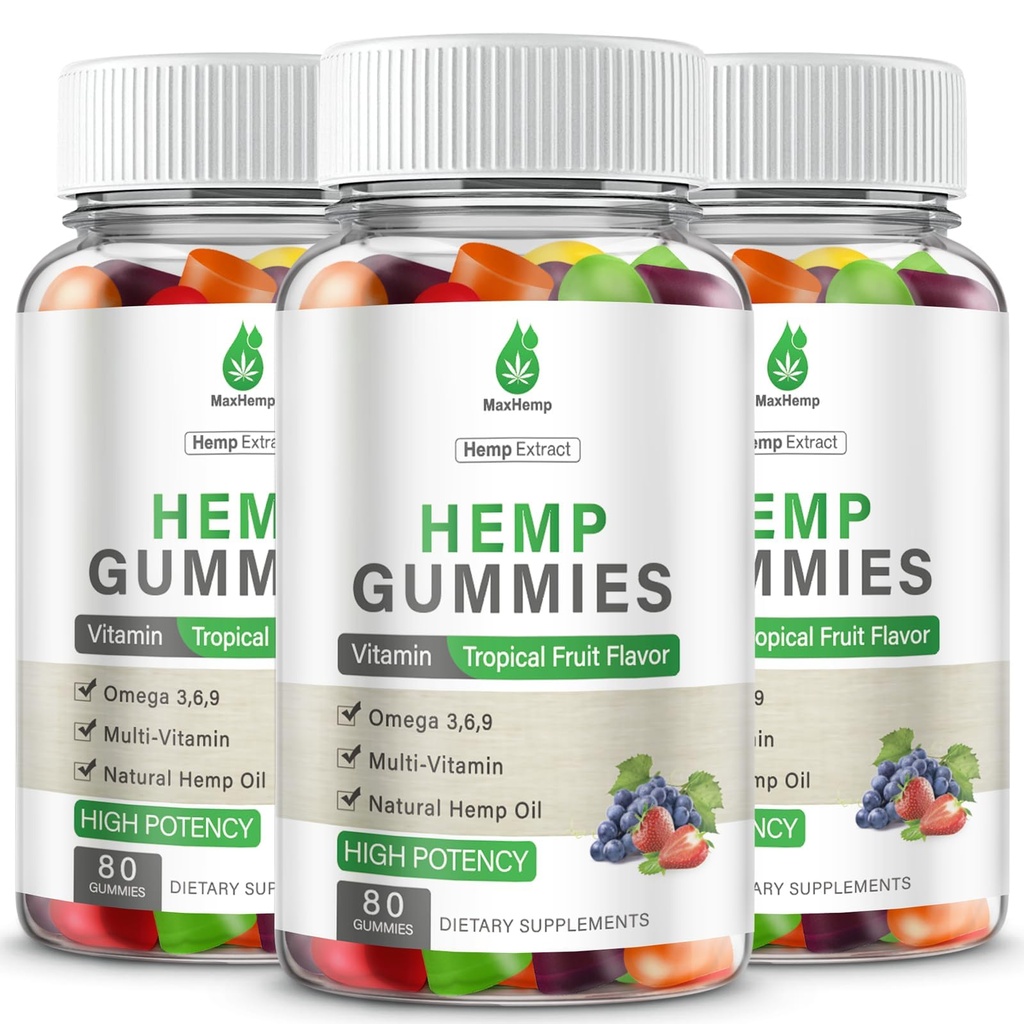 Hemp Gummies for Pain, Sleep, Anxiety - 3 Packs Hemp Gummy 100% Natural Organic Extra Strength High Potency with Pure Hеmp Oil Extract Vegan Bear Candy