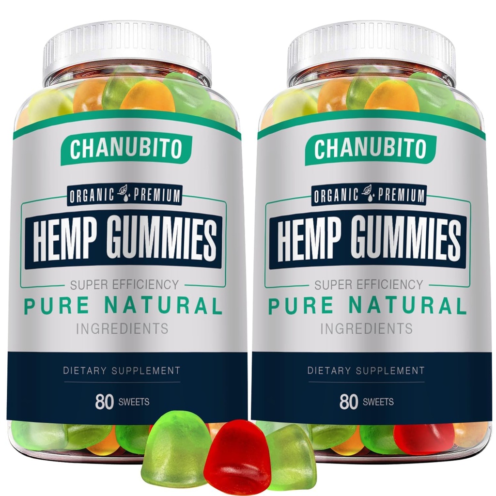 Hemp Gummies (2 Packs) High Potency Organic Hemp Supplement - Pain, Sleep, Mood - with Pure Hemp Oil Extract - Natural Edibles Gummy-Vegan, Non-GMO, Low Sugar