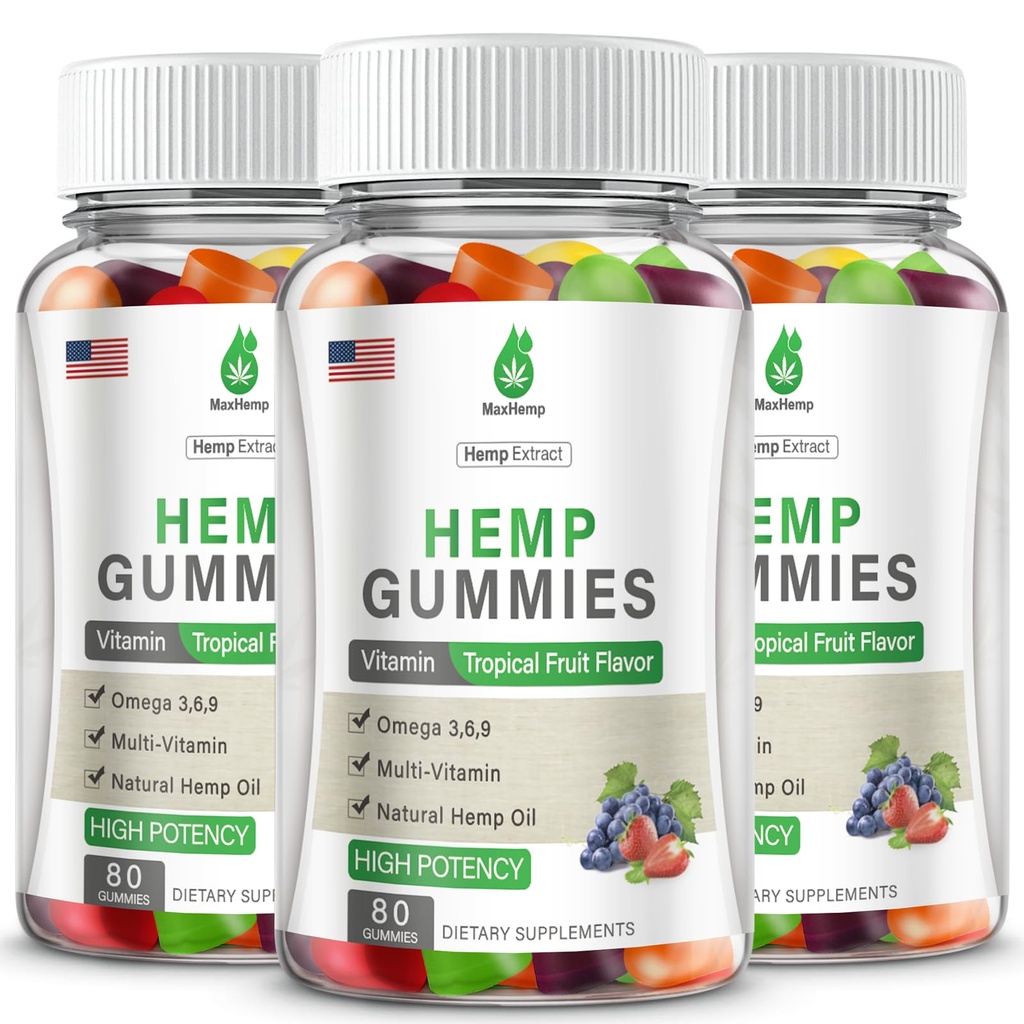 3 Packs Hemp Gummies for Pain, Sleep, Anxiety - Hemp Gummy 100% Natural Organic Extra Strength High Potency with Pure Hеmp Oil Extract Vegan Bear Candy