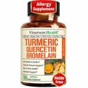 Quercetin with Bromelain Turmeric Curcumin Supplement – Triple Action: Allergy Relief, Inflammation and Joint Support with Organic Tumeric + Bioperine for Max Absorption – 180 Quercetin 500mg Capsules