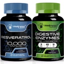 WELLNESS LABSRX Resveratrol Capsules 10,000mg - Digestive Enzymes 450mg | Bundle