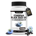 Ethiopian Black Seed Oil with 4.64% Thymoquinone, Immune Support & Digestion & Energy Booster, Non-GMO, Gluten-Free Capsules, Vegan, 90 Count