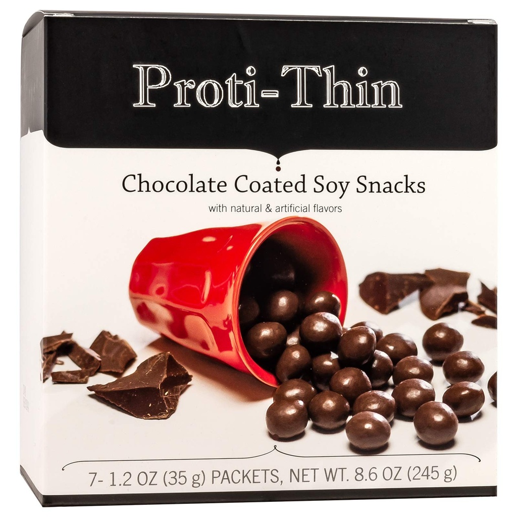 Proti-Thin Chocolate Coated Protein Puffs, 15g Protein Snack Packs, 160 Calories, Low Sugar (<1g), Low Carb, Keto Friendly, Gluten Free, 7 Count