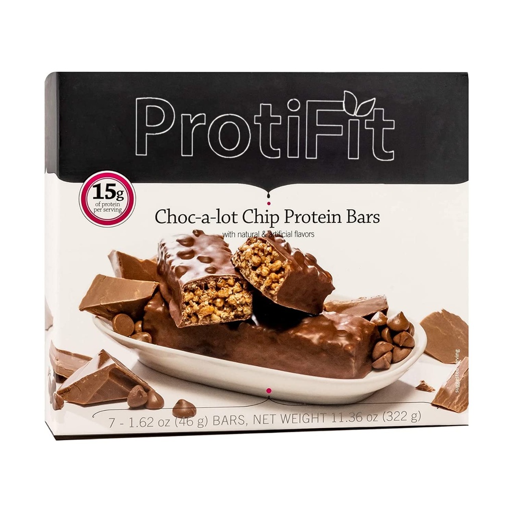 Proti Fit Protein Bar - Choc-a-lot chip - 15g - Low Carb - Low Calorie - Weight Loss Snack Bar for Healthy Diets, Hunger Control, Appetite Suppressant,7 Count (1.62 OZ NET Weight 11.63OZ)