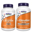 Now Foods L-Arginine + L-Citrulline Amino Acid Bundle - Pharmaceutical Grade L-Arginine for Men & Women 1000mg 120 Tablets + L-Citrulline 750mg 180 Veg Capsules - Protein Support*
