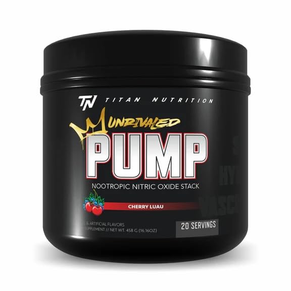Titan Nutrition Pump Unrivaled – 10 g Pure L‑Citrulline Nitric Oxide Boost, Stimulant‑Free Nootropic Pre‑Workout with Beta Alanine, S7, and Glycercize (Pump Unrivaled, Cherry Luau)