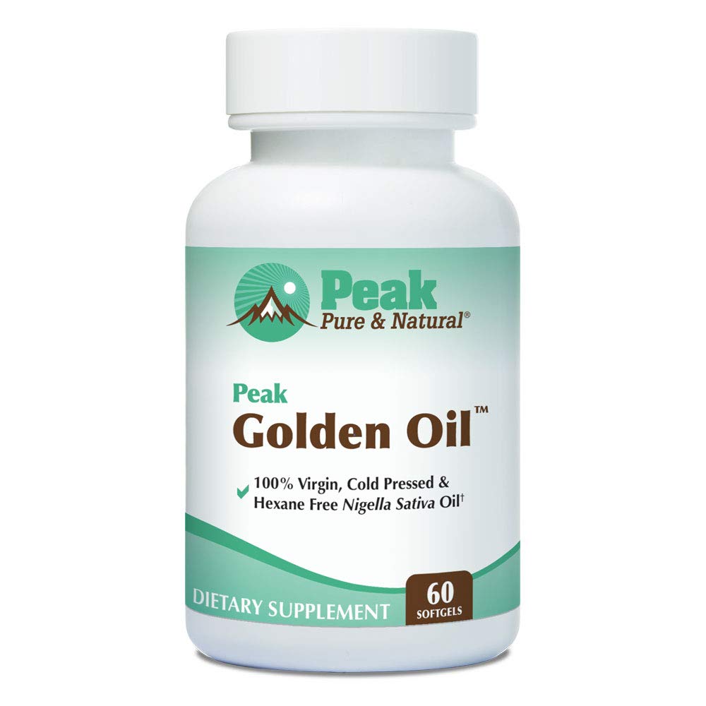 Peak Pure & Natural, Peak Golden Oil Cold Pressed Organic Black Seed Oil Supplement - Black Seed Oil for Digestive Health, Skin Nutrition, Joint Comfort - 60 Capsules