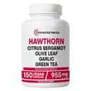 Hawthorn Berry Capsules, 6-in-1 Extract w/Olive Leaf, Citrus Bergamot, Garlic, Green Tea & Black Pepper, 150 Pills, Non-GMO & Gluten-Free Hawthorne Berry Supplement