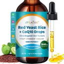 1200mg Red Yeast Rice with CoQ10 Liquid Supplement, Red Yeast Rice Extract for Cholesterol Levels Formula with Alpha Lipoic Acid & Citrus Bergamot, 2 fl oz, Citrinin Free