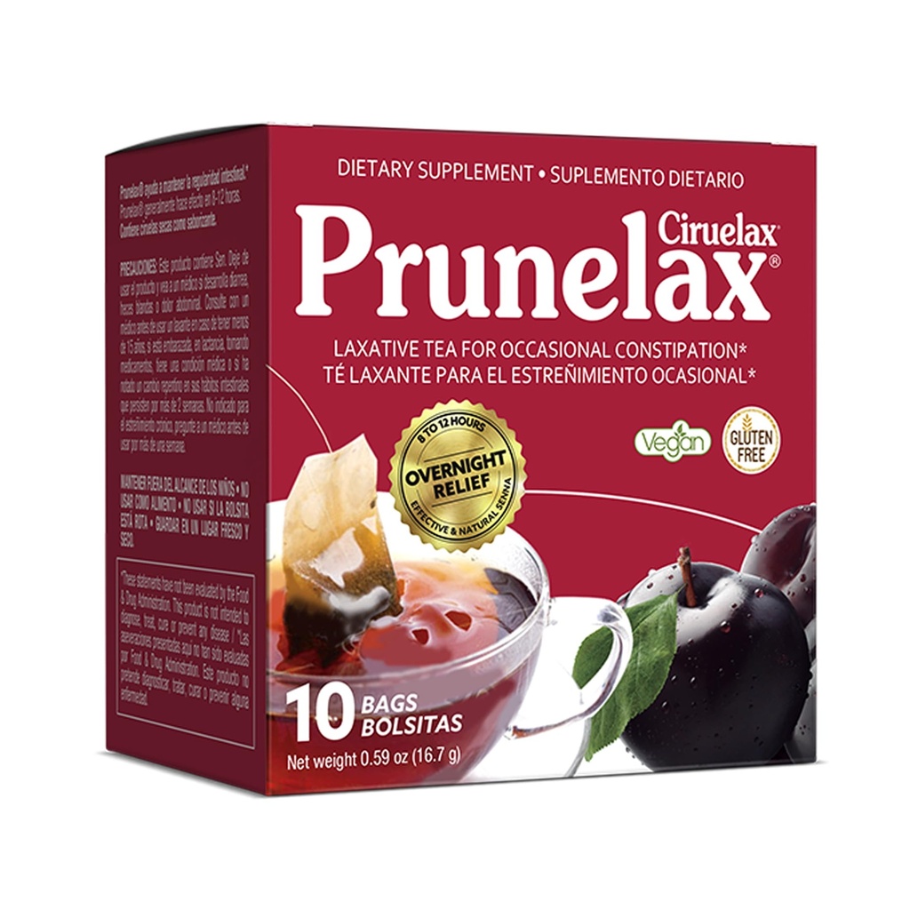 Prunelax Ciruelax Regular Strength Laxative Tea Bags - Made with Natural Senna Extracts, for Occasional Constipation, Senna Extract - 10 Bags