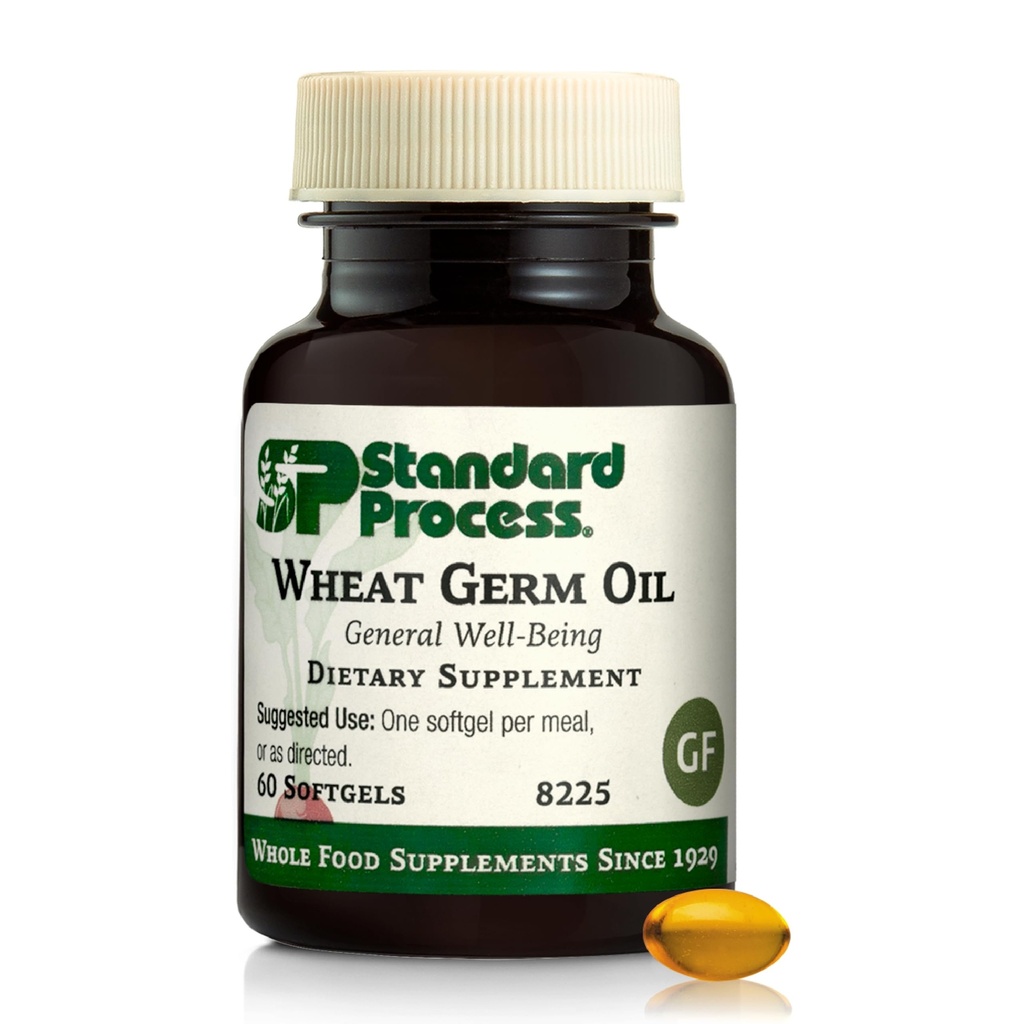 Standard Process Inc. Wheat Germ Oil - Supports Antioxidant Activity & Immune Health - Exercise, Body & Cellular Function - Gluten-Free, Non-Dairy & Non-Soy - 60 Softgels