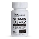 Vitamin D3 + K2 Extra Strength – 60 Capsules | High-Potency 2-in-1 Bone & Heart Health Support | Non-GMO, Gluten-Free, Essential D3 K2 Supplement
