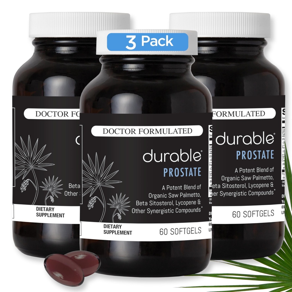 Durable Prostate Men Health Supplement - USPlus Saw Palmetto + Beta Sitosterol Blend Urinary Flow Bladder Function Vitality Daily Wellness - Doctor-Formulated Made in USA – 90Day Supply (180 Softgels)