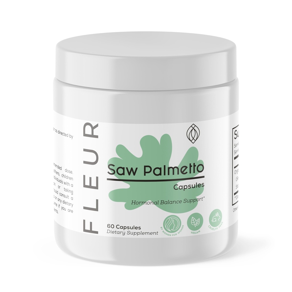 FLEUR Saw Palmetto Supplement, Extra Strength Prostate Support Supplement for Men, Supports Urination Frequency, DHT Blocker Herbal Hair Vitamin for Women, 500mg, 60 Capsules