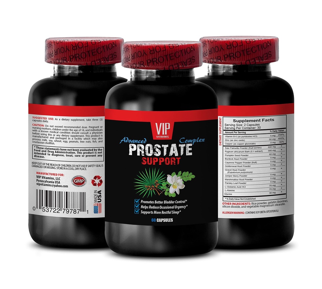 Saw Palmetto Berries - Prostate Support - Pygeum africanum Bark Powder, Red Raspberry for Prostate Support, Graviola Leaf Powder, Green Tea Leaf, Cat’s Claw Bark for Cellular 1 Bottle 60 Capsules