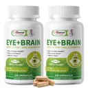 2 Pack Eye + Brain Supplements for Memory and Focus, Lutein 40mg, Zeaxanthin, Astaxanthin, Bilberry, Lion’s Mane, Bacopa Monnieri, Ginkgo Biloba, 14 in 1 Eye Vitamins for Adults & Seniors 240 Capsules