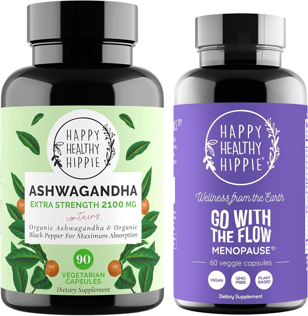 Hippie Happy Sehat Pergi dengan The Flow Menopause Dukungan & Organic Ashwagandha
