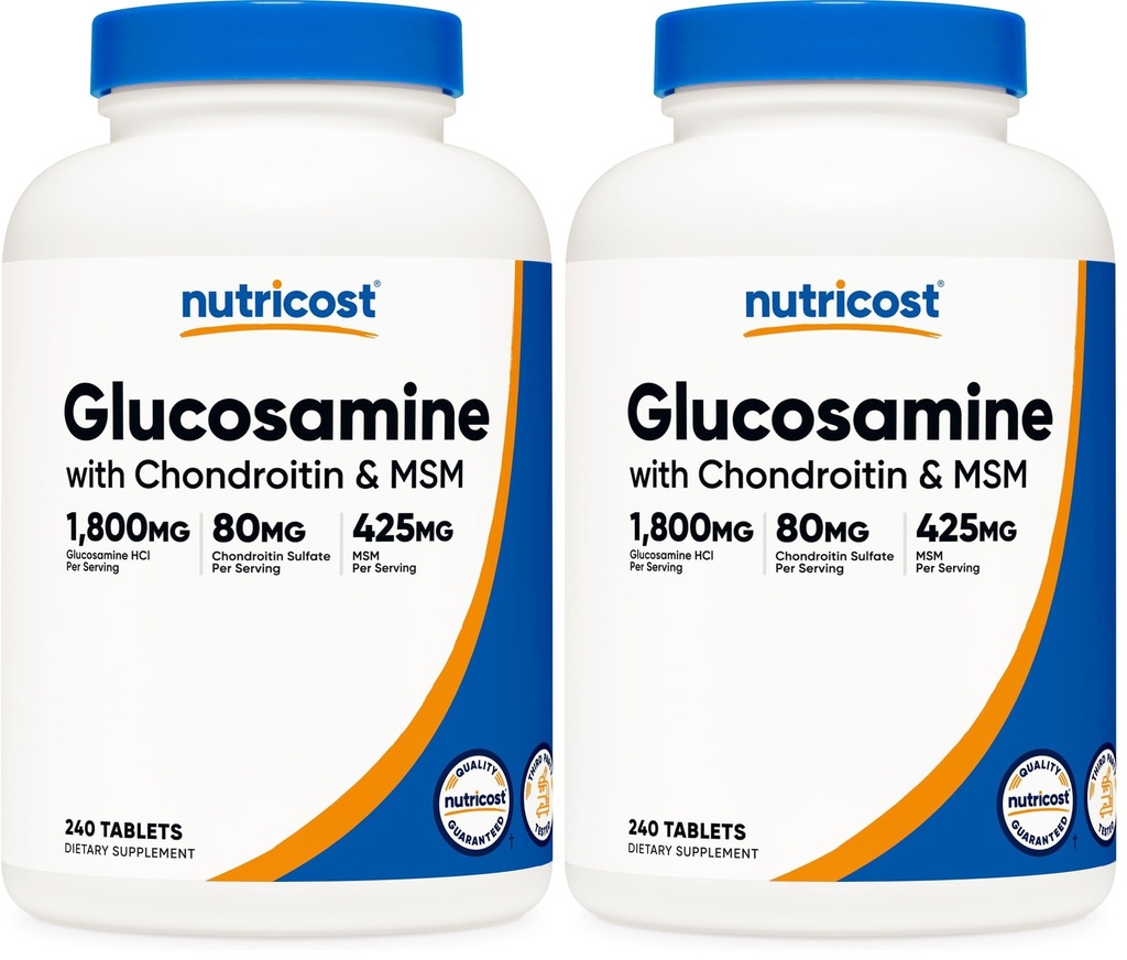 Nutricost Glucosamine 1800mg with Chondroitin & MSM, 240 Tablets, 120 Servings - Non-GMO, Gluten Free (Pack of 2)