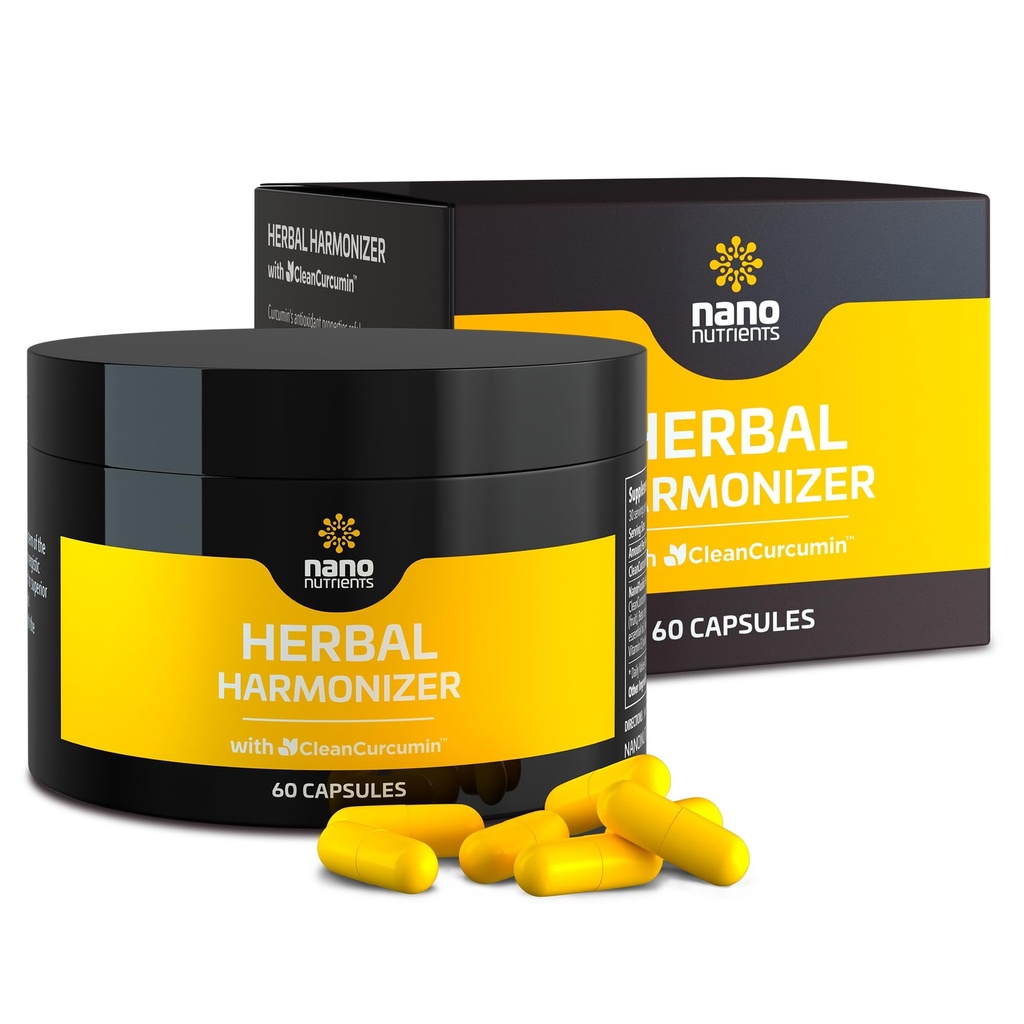 Herbal Harmonizer with CleanCurcumin(TM) - Antioxidant in Capsules - Multi Botanical Super Antioxidants Supplement - Nano Curcumin - Holistic Wellness Defender (60 Capsules)