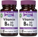 BlueBonnet Nutrition Vitamin B6 50mg Energy Vitamins for Women & Men - Nervous System Immune & Heart Health Support Supplement - Non-GMO, Vegan, Gluten-Free - 90 Vegetable Capsules (Pack of 2)