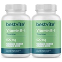 BESTVITE Vitamin B-1 (Thiamin) 500mg (240 Vegetarian Capsules) (2 x120) - No Stearates - Vegan - No Calcium Carbonate - Non GMO - Gluten Free - No Silicon Dioxide