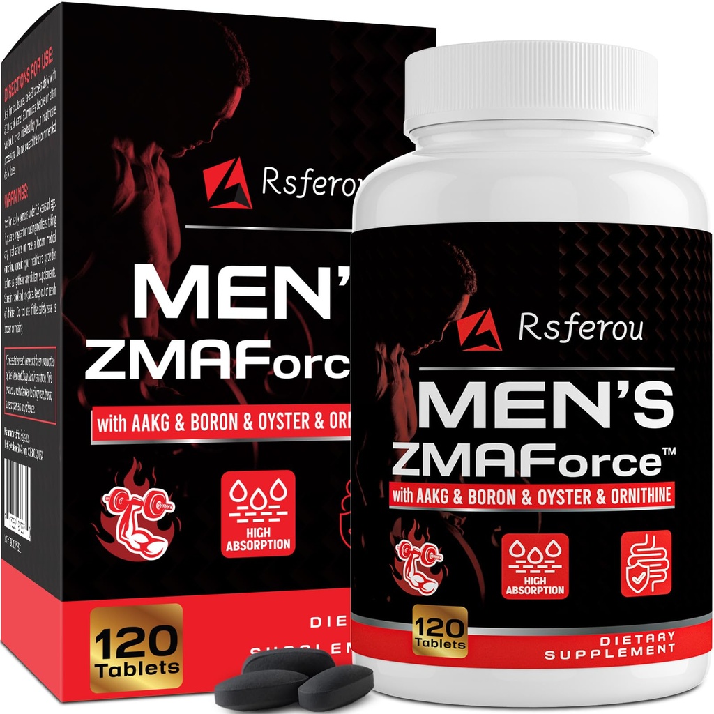 ZMAFORCE Supplements for Men — Male Enhancing Supplement for Testosterone Booster*, Energy, Post Workout & Muscle, Zinc Supplements with Magnesium, AAKG, Tribulus Terrestris, 120 Tablets