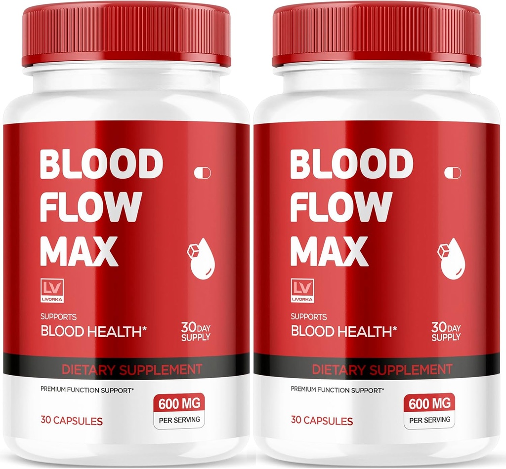 LIVORKA (2 Pack Blood Flow Max, Blood Flow Max Capsules, Blood Flow Max Blood Support, BloodFlow Max, Blood Flow Capsules för Generall Wellness, Blood Flow Max Pills, 60 kapslar för 2 månader