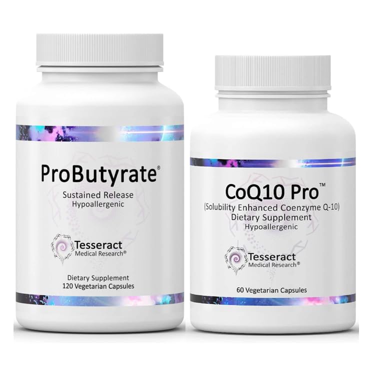 Tesseract Medical Research ProButyrate Gut Health Supplement, Butyric Acid Complex & CoQ10 Pro, Coenzyme Q10 for Health, Muscle Health and Cellular Energy Production