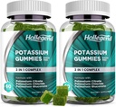 Potassium 3 in 1 Complex Gummies Sugar Free, New Formula with 99mg Potassium Citrate, Potassium Chloride, Potassium Gluconate, Leg Cramps & Muscle Supplements, 120 Chewables