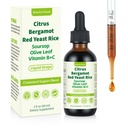 Red Yeast Rice Drops, Natural Cholesterol Support with Citrus, Soursop, Bergamot & Olive Leaf, 2 fl oz (60ml) Vegan, Non-GMO Supplement with Vitamin B+C