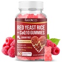 MEENCCD Red Yeast Rice with CoQ10 Gummies, Red Yeast Rice Supplement with Coenzyme Q10 for Overall Well-Being, Sugar Free, Vegan, Raspberry Flavor, 60 Count