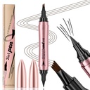 Q710 2in1pen, 4-Tip Brow pen & Eyeliner, desain yang diakhiri dengan Dcuble-, makeup alis liar, alis microblading pena, anti air, nib lembut, Dengan satu stroke halus (2 # Dark Brown)