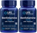 Life Extension Benfotiamine with Thiamine,Healthy Blood Sugar Metabolism Support,100 mg benfotiamine,Cardiovascular Health,Brain Health,Non-GMO,Gluten-Free,120 Vegetarian Capsules,(Pack of 2)