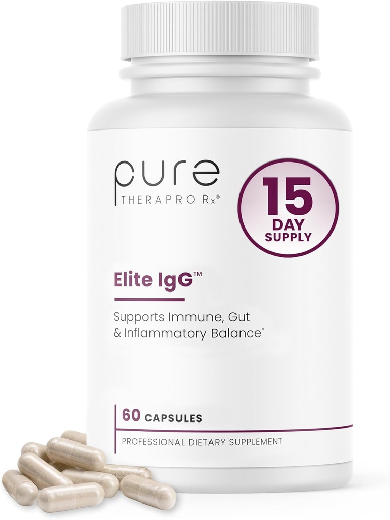 Pure Therapro Rx Elite IgG Immunoglobulin Supplement | 1100+ мг IgG, IGA & IgM Serum Derived Immunoglobulins (SBI) | Colostrum Supplement Alternative | Gluten, Dairy & GMO Free (60 капсул)