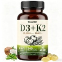 Vitamin D3 K2 Supplement-Vitamin D3 10,000 IU + K2 MK-7 200 mcg Softgels,2-in-1 Complex for Bone Strength, Heart Health & Immune Support,Easy to Swallow,Non-GMO