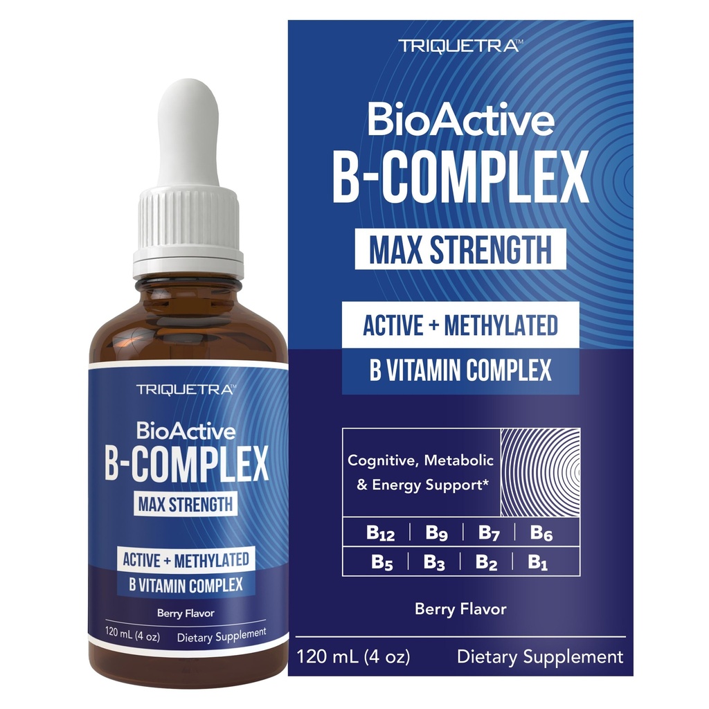 BioActive Vitamin B Complex - Blood Stream Ready, Methylated B Complex - Featuring Methylfolate, 3 BioActive Forms of B12, BenfoPure® B1 & Pantesin® B5 - 12 B Vitamins in Clinical Doses - Liquid 4 oz