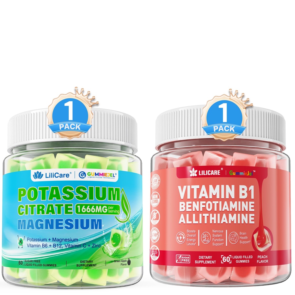 LILICARE Vitamin B1, Potassium Citrate Gummies, 2 Pack