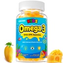 Organic Kid’s Omega-3 Gummies: Chewable Fish Oil Alternative Vegan Omega 3 Fatty Acid Supplement with DHA EPA Vitamin D3 B12 Calcium Magnesium - Focus Immune Health Support for Kids(60count)
