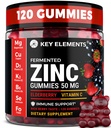 Immune Support Zinc Gummies 50mg with Elderberry Vitamin C and Zinc Supplements - Natural Antioxidant with Copper Vitamin D3 K2 Magnesium - Rich Berry Taste, Sugar-Free, 120 Gummies