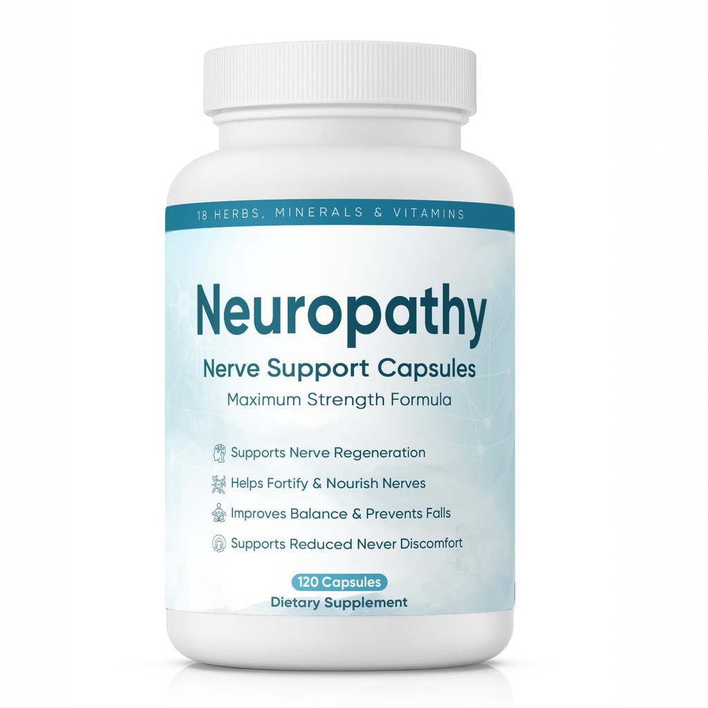 Neuropathy Support Nerve Supplement – with 600 mg Alpha Lipoic Acid, B-Complex, L-Carnitine, Supports Nerve Comfort, Calming & Improve Overall Health – Vegan, Non-GMO,120 Capsules