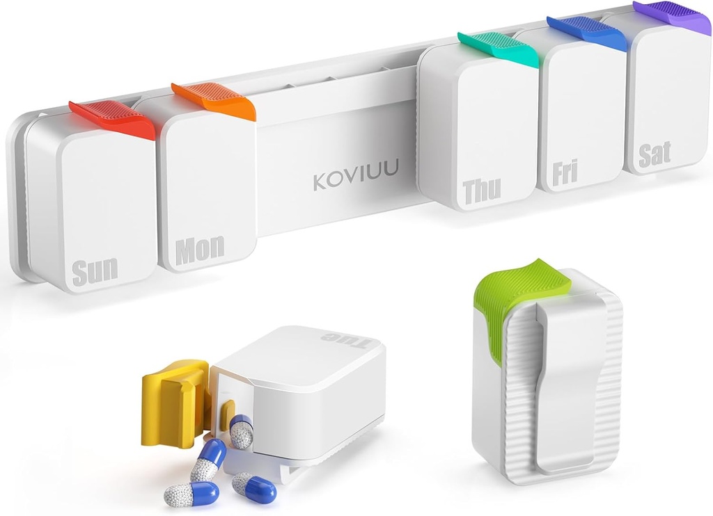 Katru nedēļu Pill organizētājs, Extra Large Pill kaste, noņemams ikdienas Pill Case, Daily Pill Container 7 Daily Waterproof, Uzlīmējamās zāles turētājs Vitamīnu Case Vecākajiem, Arthrtic pacientiem, Kids