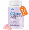 Curist - 24 Hour Hives Treatment & Itch Relief for Adults - 60 Tablets Fexofenadine Hydrochloride 180 mg - Itchy Skin Treatment - Non Drowsy - Hives Allergy Medicine - 60 Antihistamine Tablets