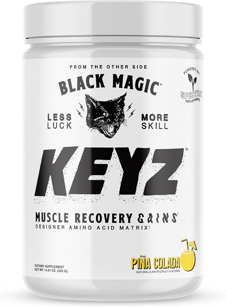Black Magic Keyz Amino Acid Matrix Powder - Мускулно възстановяване и издръжливост - EAA's, BCAA's, & Taurine - Кето, без захар, без кофеин - Пина Колада - 14.81 oz