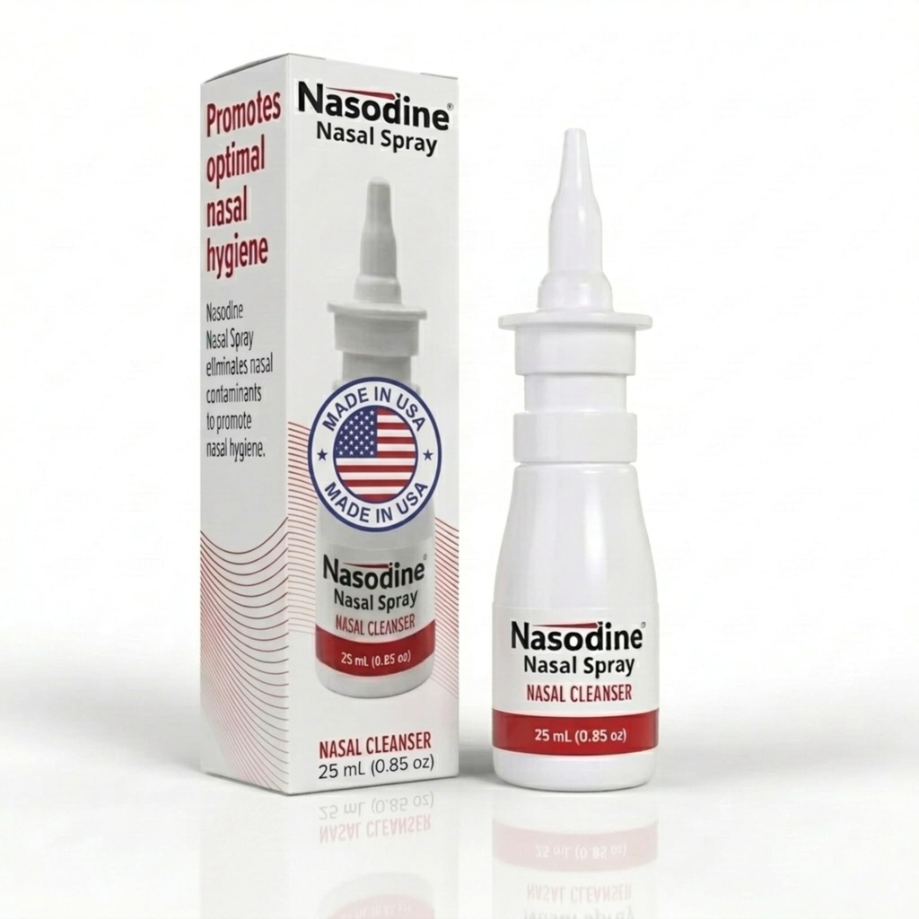 Nasodine® Povidone-Iodine Nasal Spray, Daily Nasal Cleanser Mist for Nose and Sinus, Non-Addictive and Steroid Free, Made in USA, 25 mL (180 Sprays)
