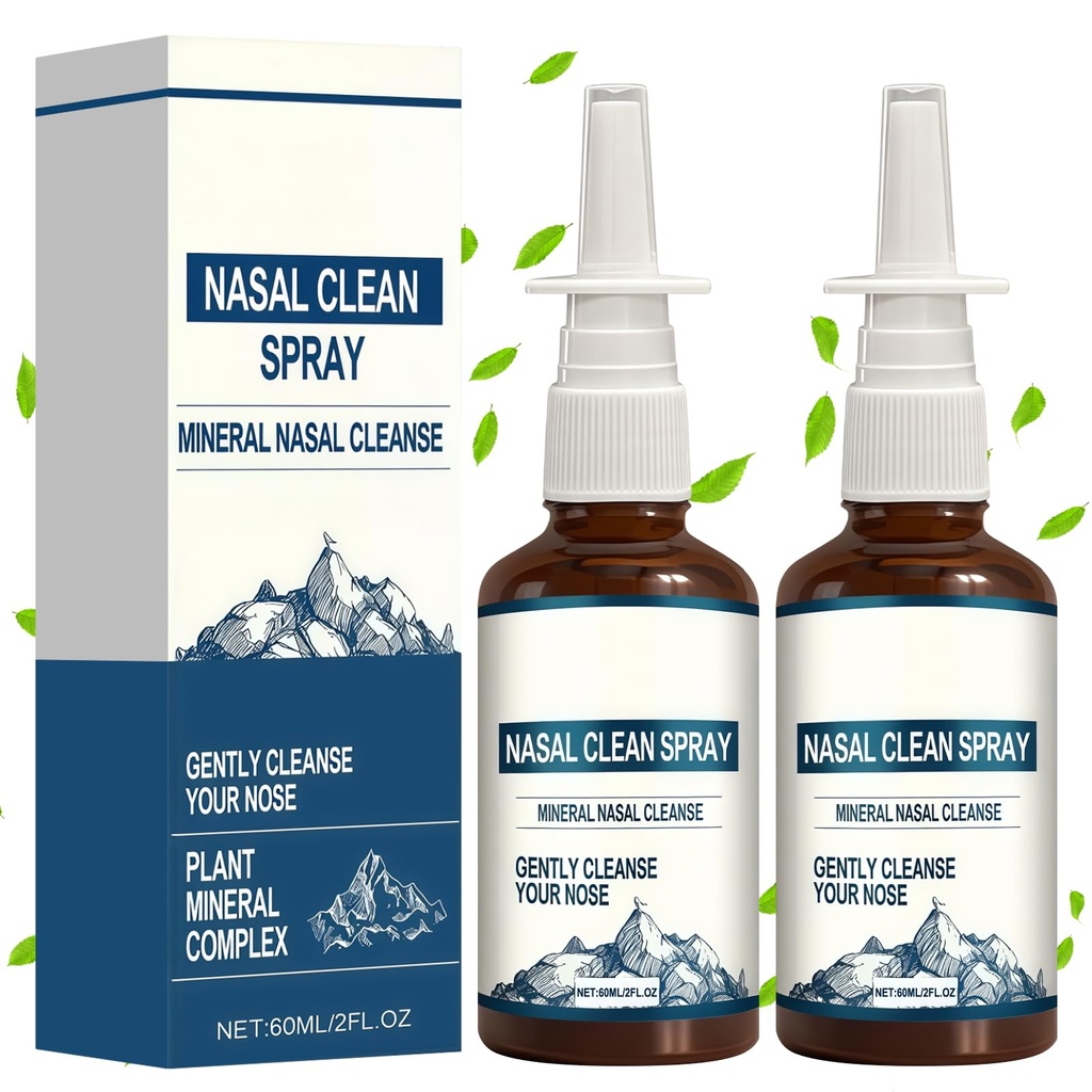 2PCS Iodine Nasal Spray, Daily Nasal Cleanse & Care Mist, Refreshes Nasal Passages, Fine Mist Non-Medicated Nasal Spray for Dry Air, Travel & Daily Care