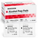 McKesson Alcohol Prep Pads, (100 Count) - Sterile, Individually Wrapped Wipes, 70% Isopropyl Alcohol, Large Size, 2-Ply, Medical Grade, First Aid, 1 Box
