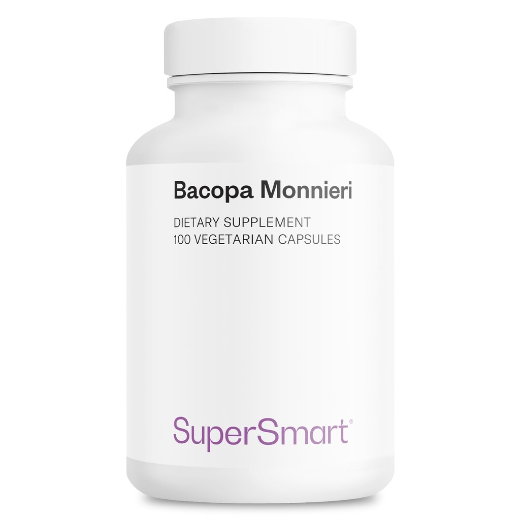 Supersmart Bacopa Monnieri 1500mg per Day (High Bioavailability) - Bacopa Extract - Active Bacosides Nootropic Supplement | Non-GMO & Gluten Free - 100 Vegetarian Capsules