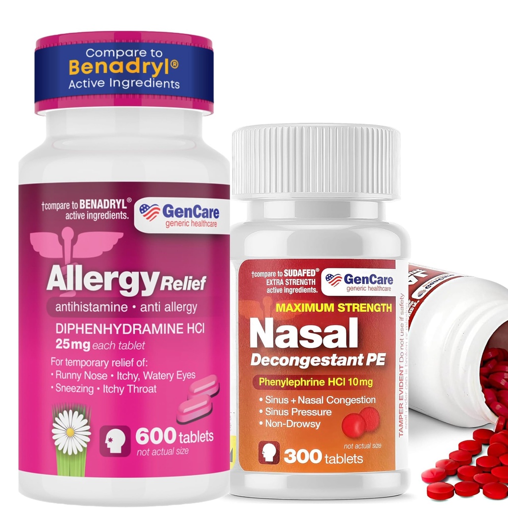 GenCare Allergy & Sinus Relief Diphenhydramine 25mg & Phenylephrine HCl 10mg