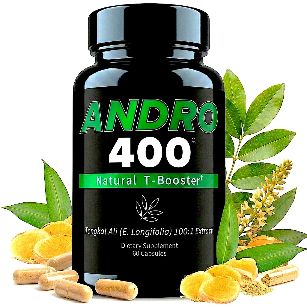 Andro400 Natural T Booster Supplements for Men – Traditional Tongkat Ali (Eurycoma Longifolia) 100:1 Extract – Herbal Formula for Energy, Stamina, & Metabolic Support – 1 Pack, 60 Capsules